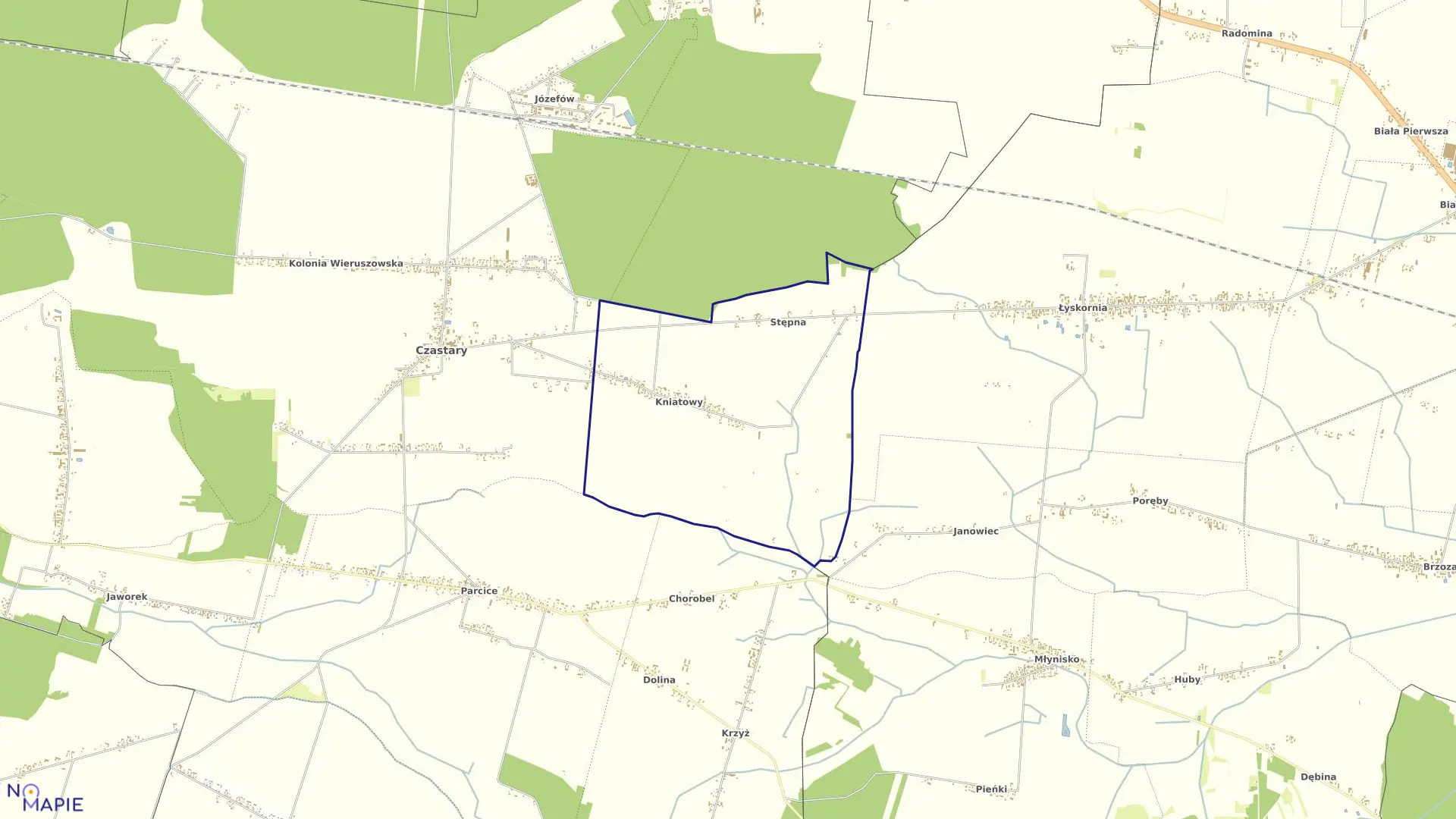Mapa obrębu KNIATOWY w gminie Czastary
