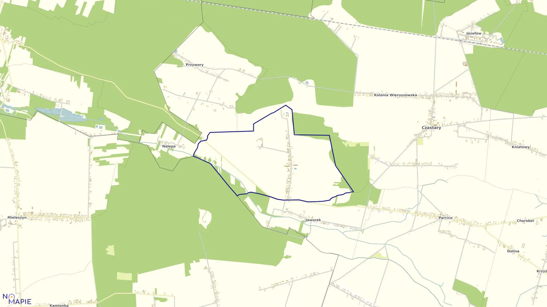 Mapa obrębu KRAJANKA w gminie Czastary