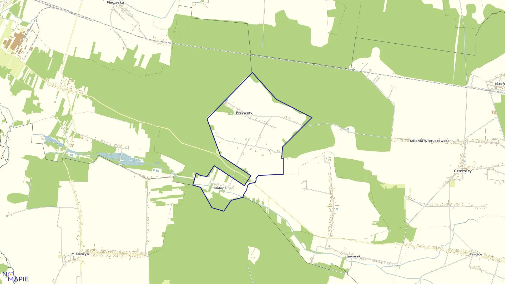 Mapa obrębu PRZYWORY w gminie Czastary